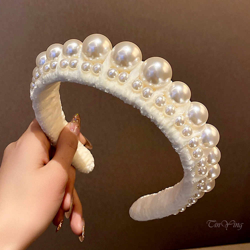 GETNOIVAS Cài tóc bằng vải đính ngọc trai giả sang trọng cho nữ