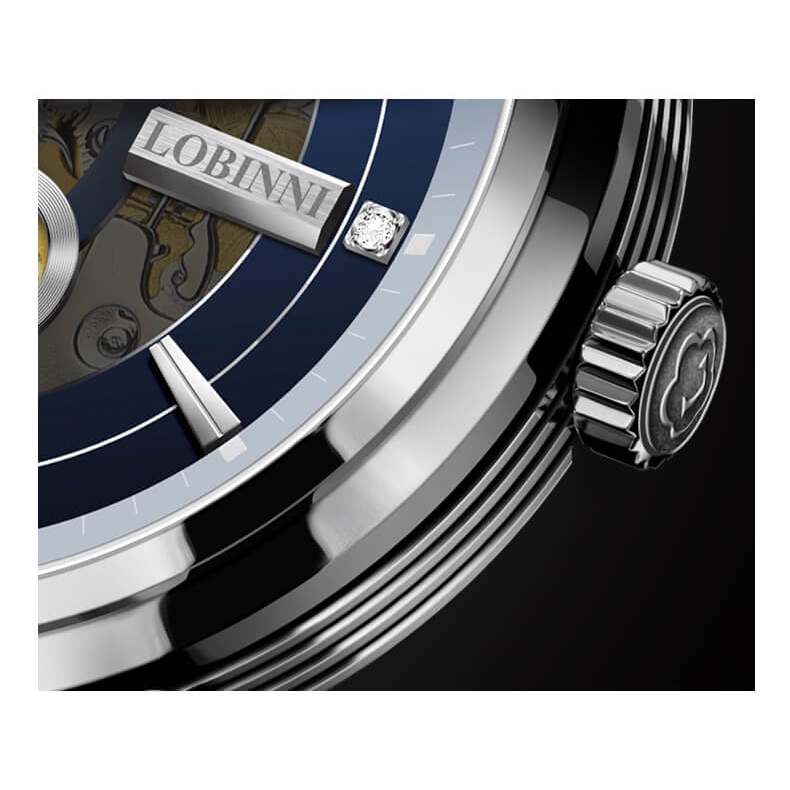 Đồng hồ nam chính hãng LOBINNI L5013-2 Kính sapphire,chống xước,Chống nước 50m,dây da xịn,Máy cơ( Automatic),BH 24 tháng
