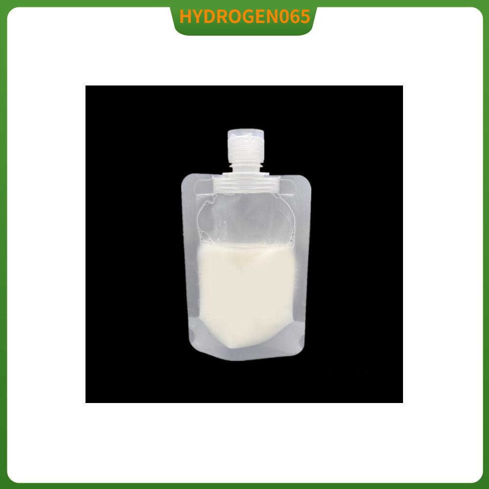 Hydrogen065 Refillable Empty Squeeze Pouch Cosmetic Lotion Shampoo Plastic Spout Foldable Sample Containers for Travel