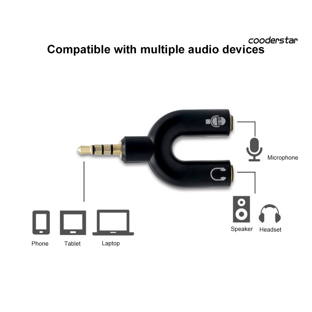 Đầu chia âm thanh hình chữ U từ 1 sang 2 giắc cắm 3.5mm