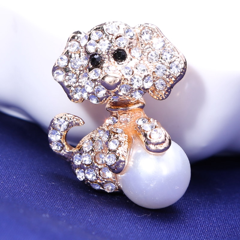 Ghim cài áo hình động vật chó/mèo/lạc đà/ong đính đá pha lê thời trang