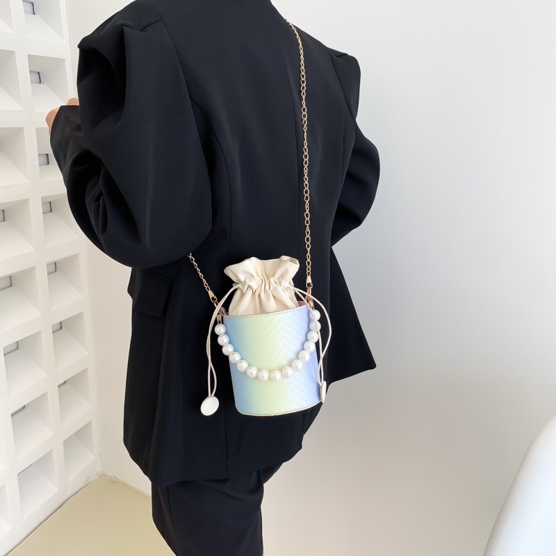 Túi Xách Đeo Vai Phối Dây Xích Đính Ngọc Trai Đơn Giản Xinh Xắn Hợp Thời Trang