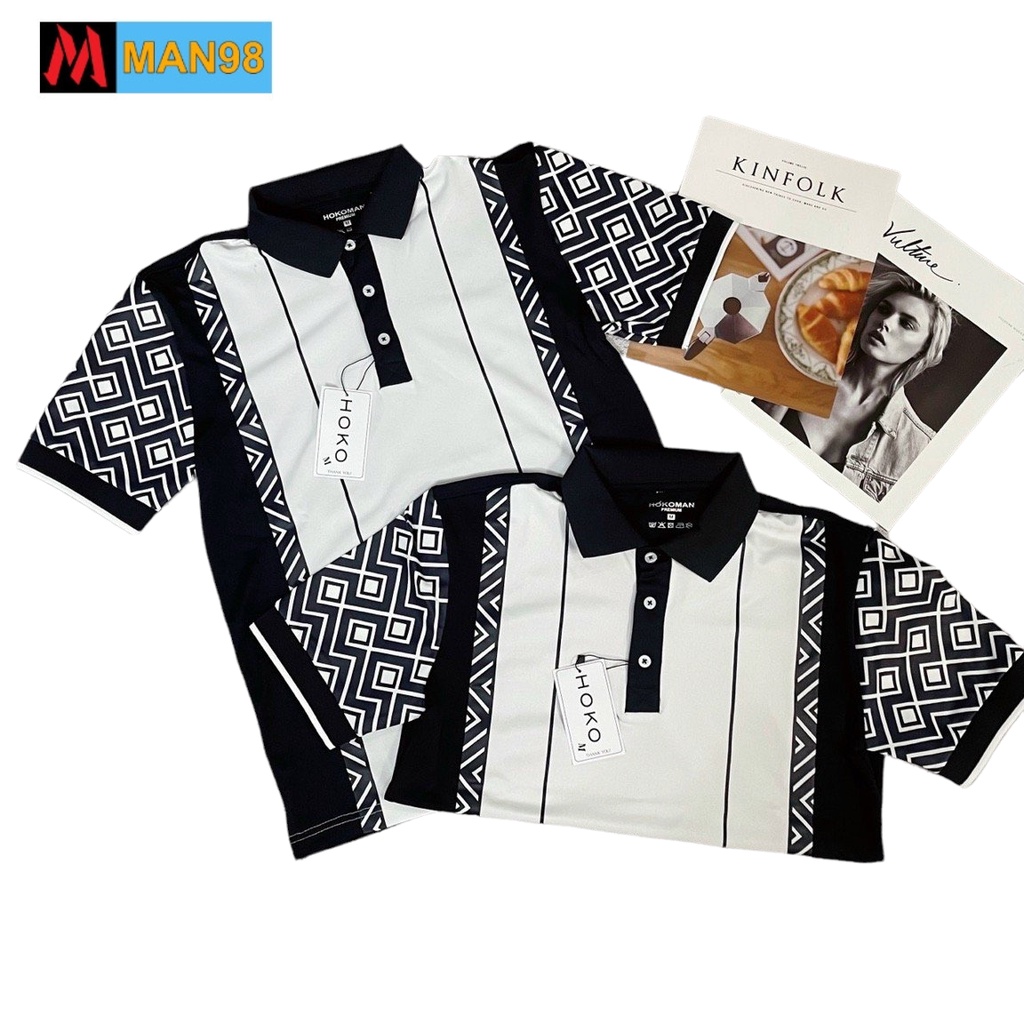 Áo polo nam có cổ 5D phối hoa văn cánh tay cao cấp PL17