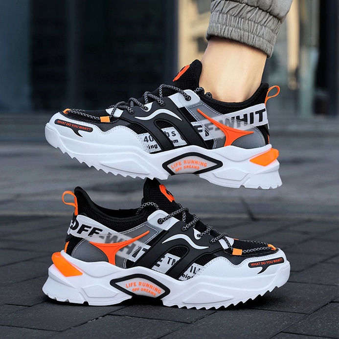 Giày Thể Thao Nam MENDO - Giày Sneaker Màu Đen - Xám, Giúp Tăng Chiều Cao Tự Tin Ra Ngoài- G5261