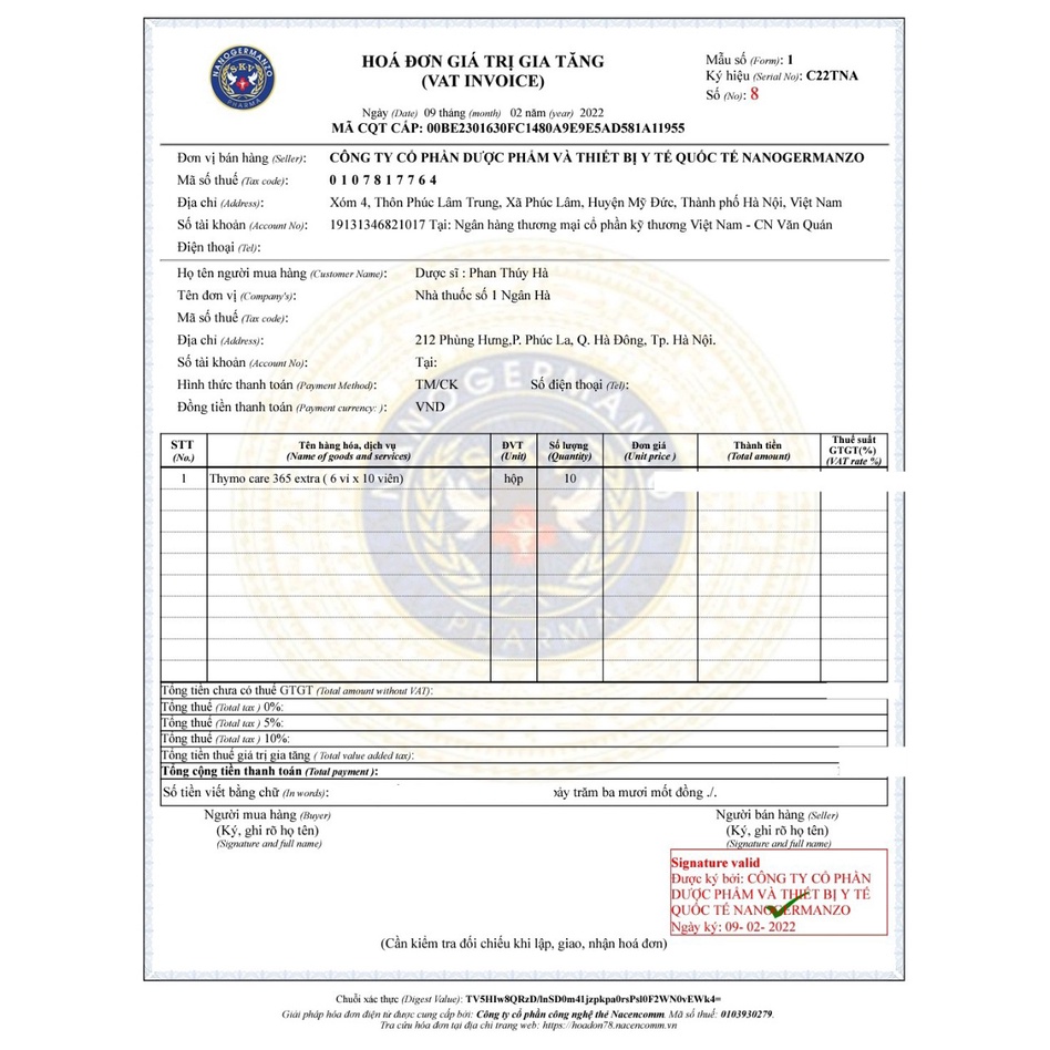 Thymo care 365 Extra - Viên uống tăng cường sức đề kháng