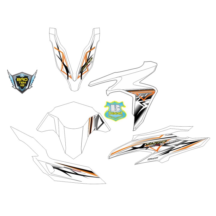 Tem rời dán xe vario 150 rice cam dán xe trắng - Bi Decal