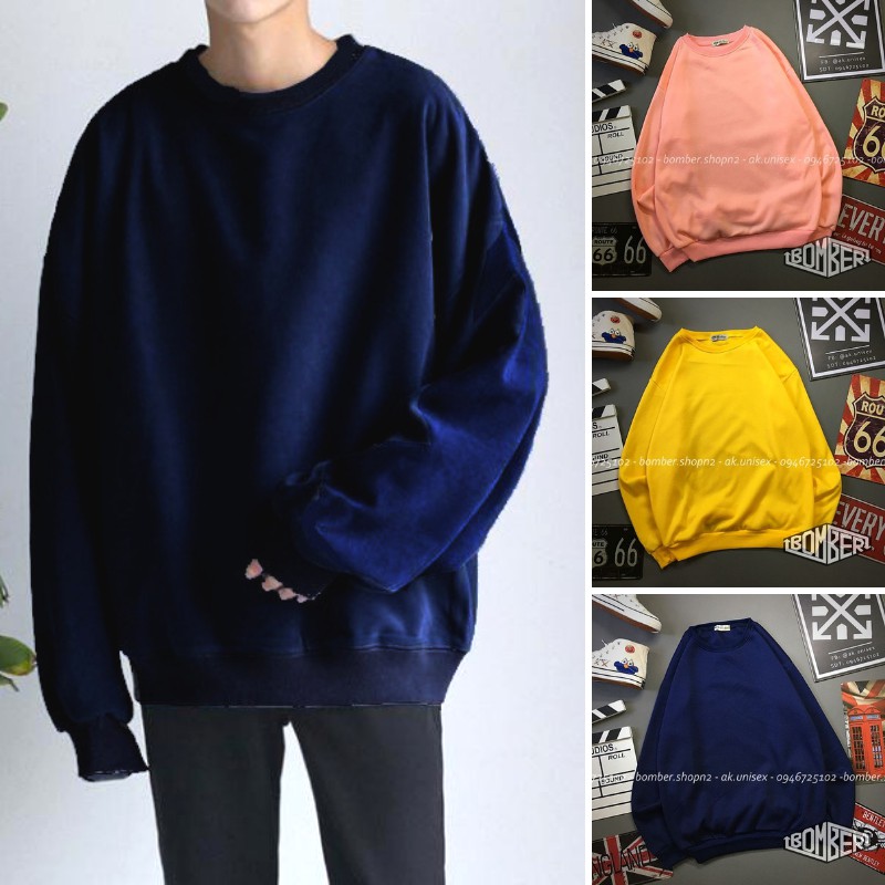 [Ảnh + video thật] Áo sweater chất nỉ cotton thiết kế Unisex (13 màu - 3 size) form rộng