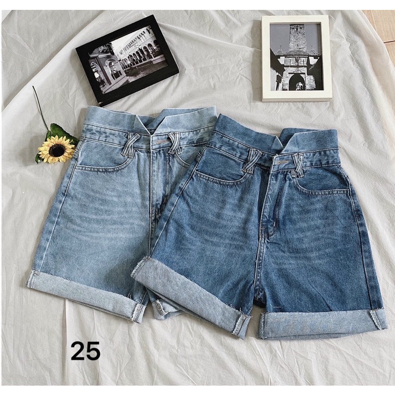 Quần Short Ngố Jean Nữ Lưng Cao Kiểu Chữ V Bigsize Size Đại Từ 40kg Đến 82kg Hàng VNXK Ms25