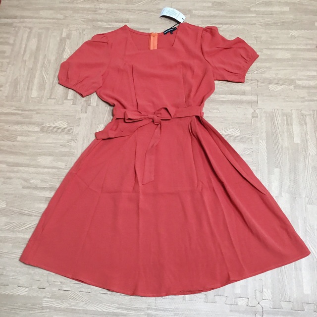 Đầm cổ vuông cột nơ hông dễ thương ( hồng + cam cháy) HANA101 | BigBuy360 - bigbuy360.vn