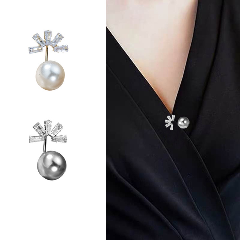 Ghim Cài Áo Hình Chữ V Đính Ngọc Trai Chống Chói Sang Trọng