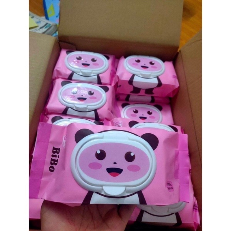 Bịch 100 khăn ướt BiBo không mùi, không paraben, an toàn cho trẻ sơ sinh, giấy ướt, giấy đa năng