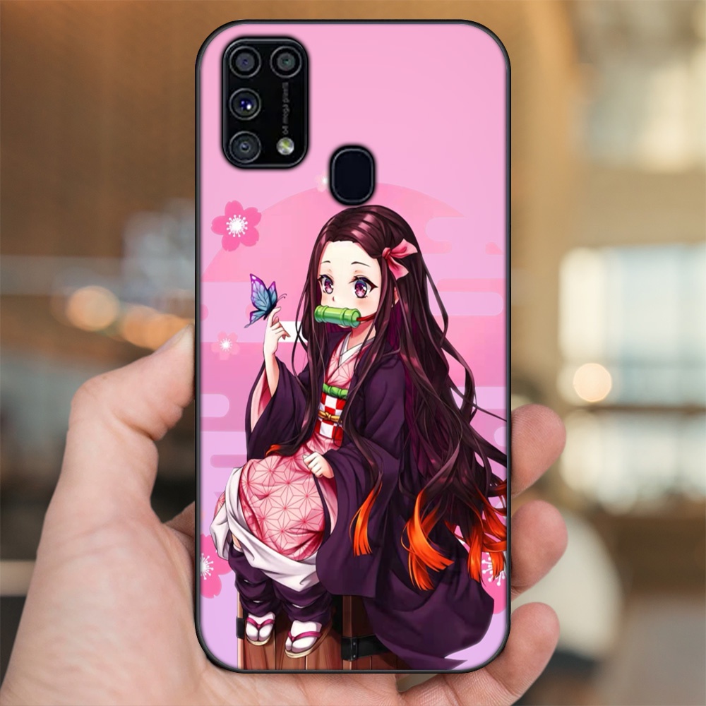 Ốp lưng Samsung M31 viền đen in hình Nezuko Kimetsu no Yaiba