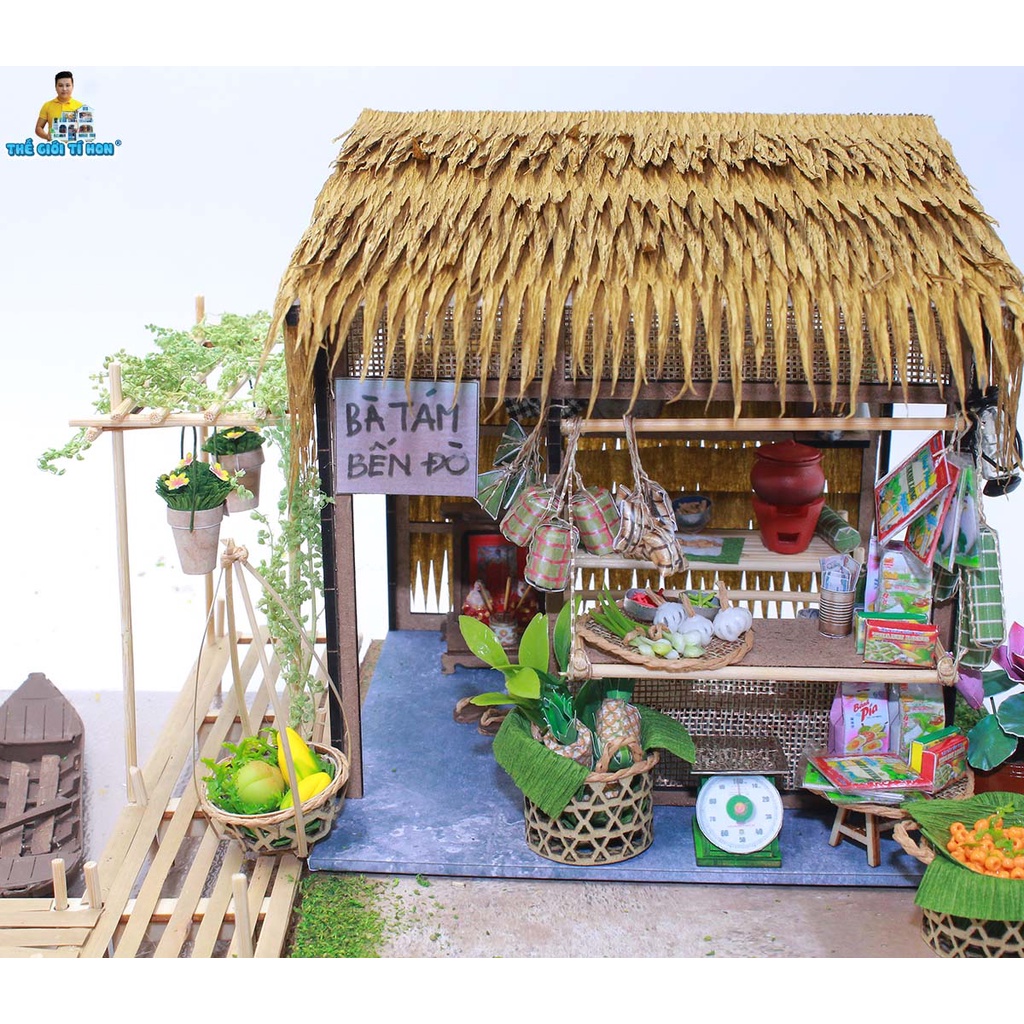 Mô Hình Miền Tây Sông Nước Bằng Gỗ Tự Lắp Ráp DIY - Thế Giới Tí Hon - Bà Tám Bến Đò - MT04