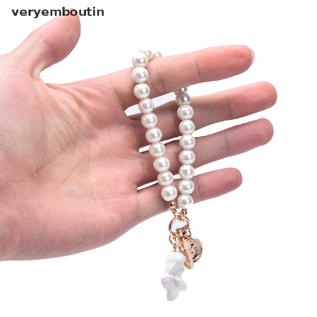 Móc Khóa Thiên Thần Đính Ngọc Trai Giả Phong Cách Vintage Giá Đỡ