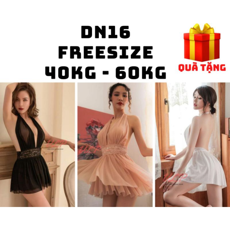 [FREESIZE_60KG]_DN16_Váy Ngủ Cổ yếm chữ V khoét sâu