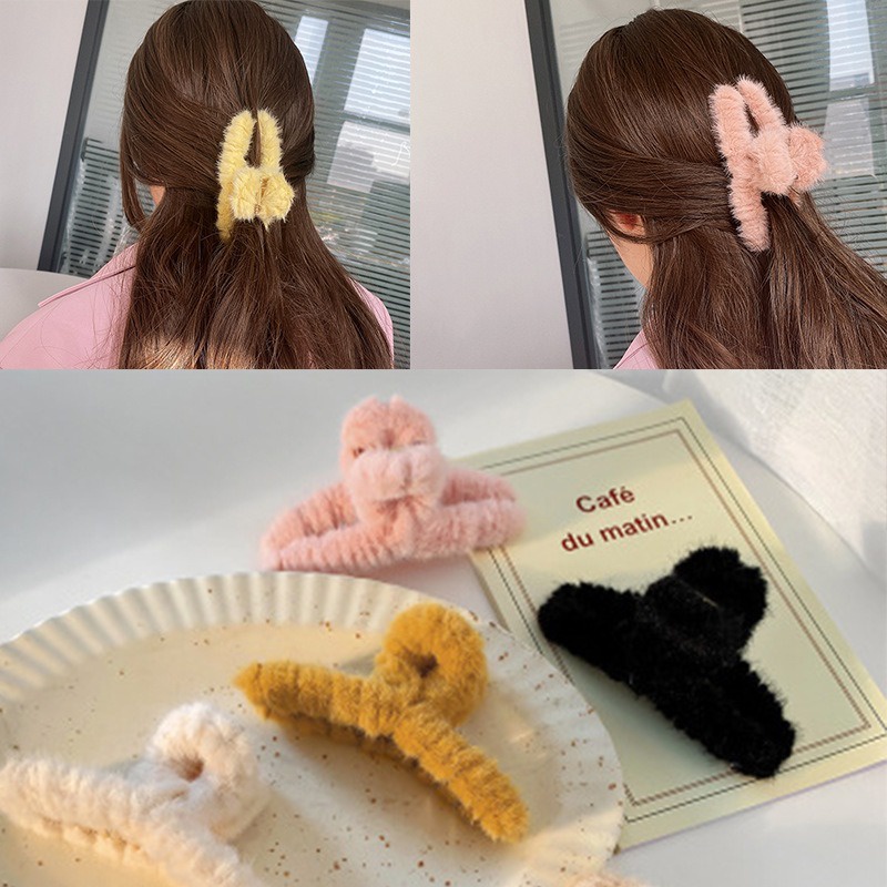 Kẹp Tóc Lông Phủ Nhung Phong Cách Hàn Quốc