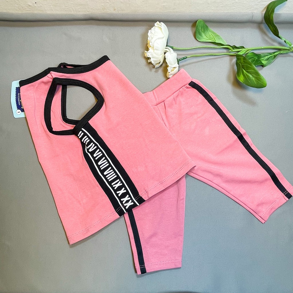 Bộ thun thể thao lửng, body sát nách cho bé gái xinh xắn
