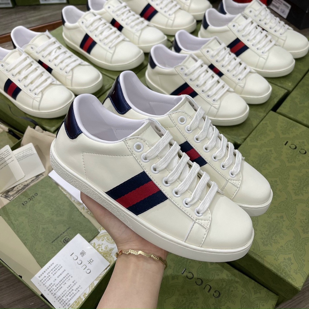 Full bill box pk +quà tặng  Giày thể thao Gucci trắng 3 sọc trơn cho Nam thumbnail