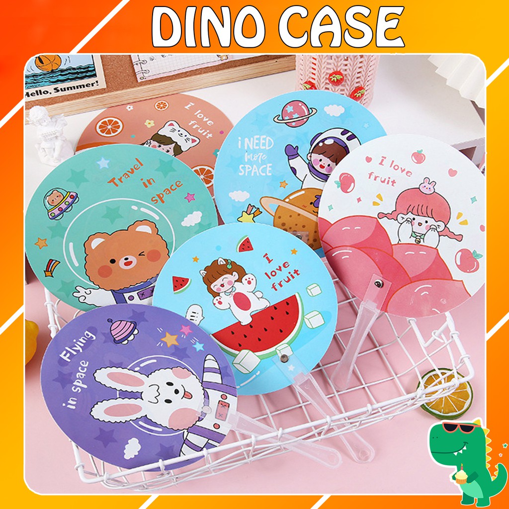 Quạt cầm tay mini làm bằng nhựa hình tròn nhiều hoạ tiết - Dino Case | BigBuy360 - bigbuy360.vn