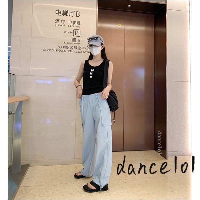 Quần Dài Lưng Cao Màu Trơn Khiêu Vũ1O1-Y2k Thời Trang Xuân Thu Cho Nữ