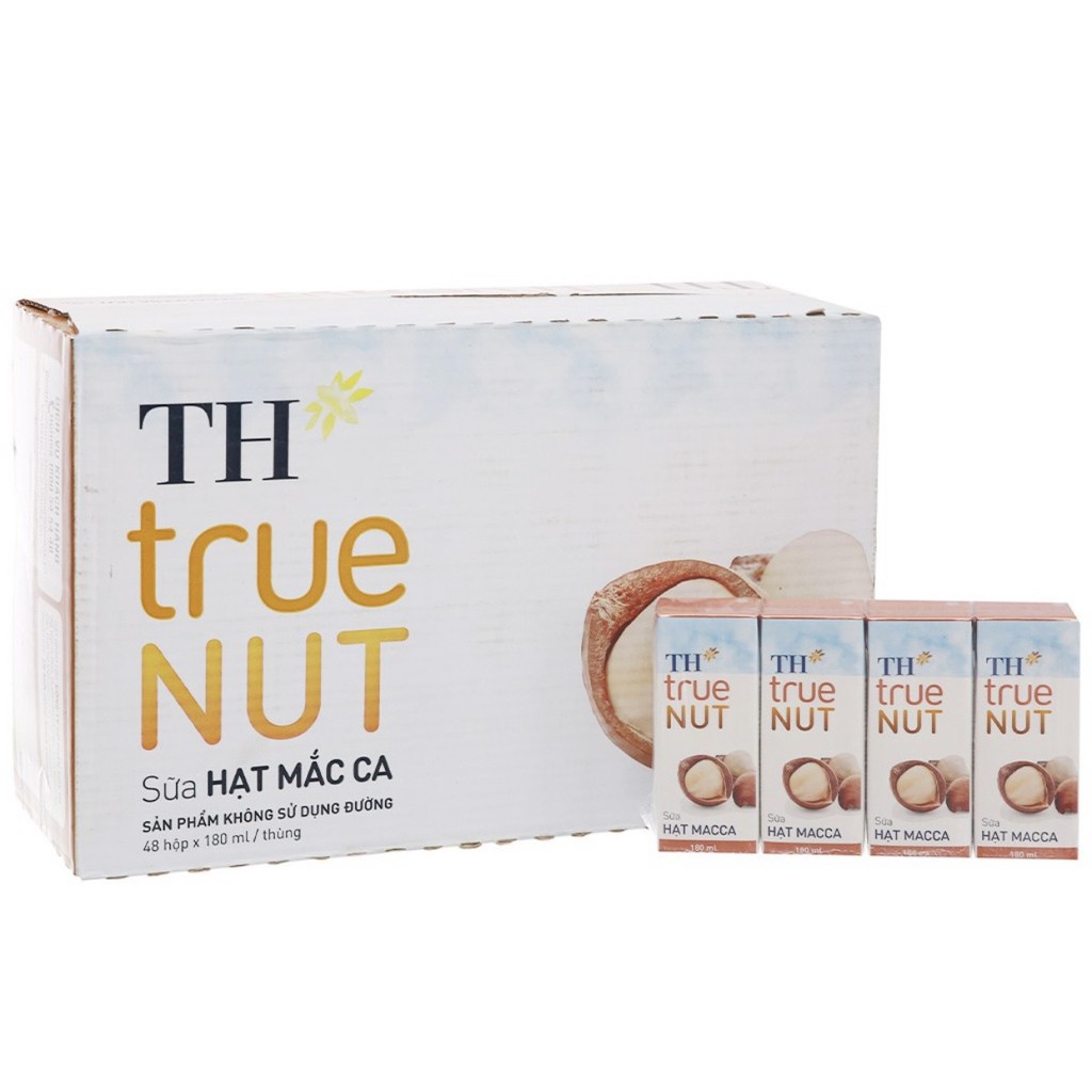 1 Thùng Sữa hạt TH TRUE NUT 180ml x 48 hộp 7 vị ( Óc chó / Macca / Hạnh Nhân / Gấc / Hạt Nghệ / Hạt dẻ cười / Gạo lức )