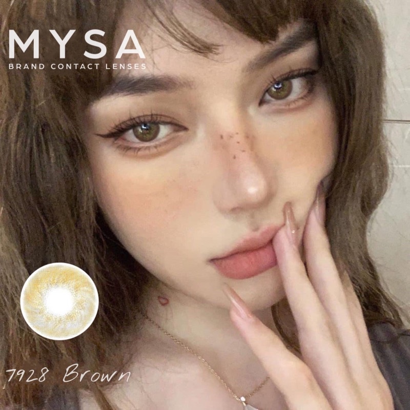Lens Mắt Kính Áp Tròng Màu Nâu Tây Nhẹ Giãn Vừa 7928 Brown Có Từ 0-6 Độ Cận