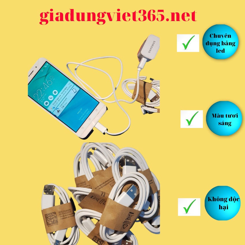 Cáp Sạc Android, Samsumg Micro USB zin có chữ trên dây