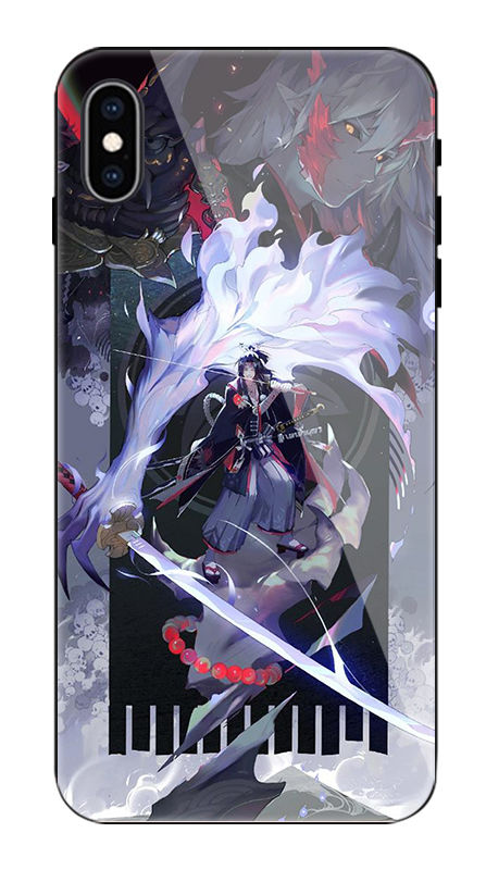 Square Silicon Tempered Glass Phone Case For iPhone X XR XS Max 6s Plus Mobile Iphone Case Onmyoji Animation Peripherals Anti-drop Shockproof Soft Back Cover Tide Accessories Casing