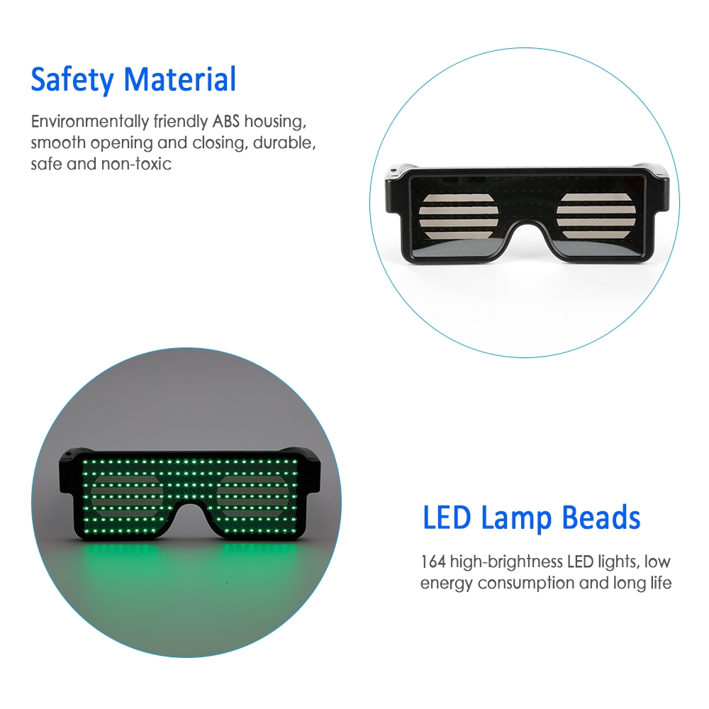 Mắt kính đèn LED thiết kế 8 chế độ sạc cổng USB