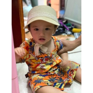 Mũ cói phong cách Hàn quốc cho bé
