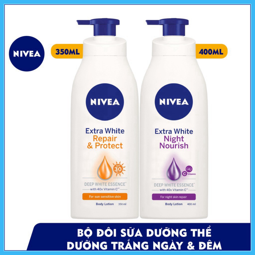 Bộ đôi Sữa dưỡng thể trắng da Ngày & Đêm NIVEA 350mlx2 Npp Vy Store