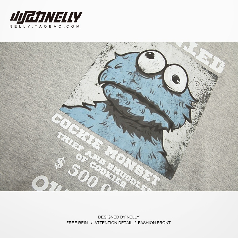Áo sweater xám Wanted nỉ bông Nelly unisex