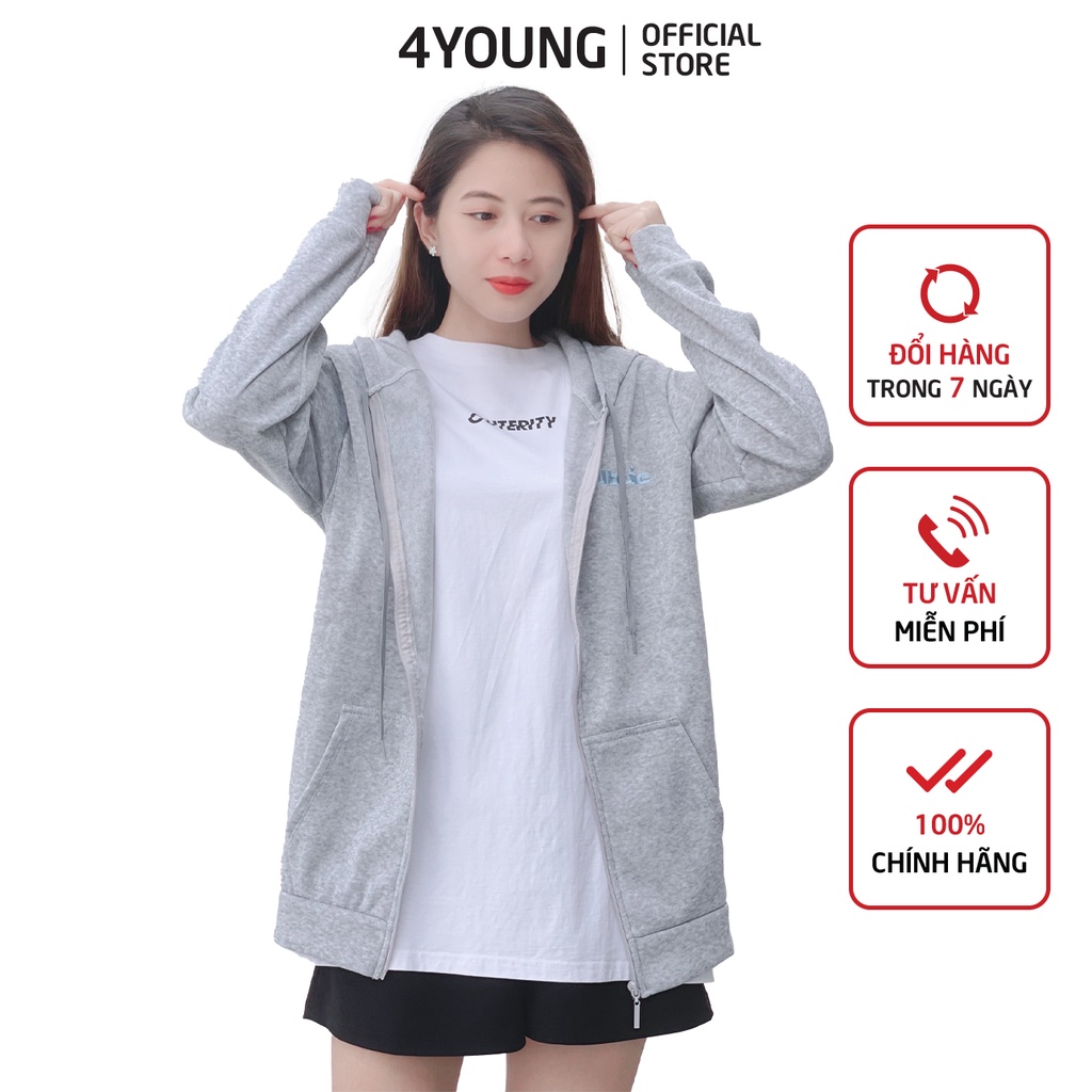 Áo khoác hoodie nữ form rộng có dây kéo 4YOUNG FASHION thumbnail