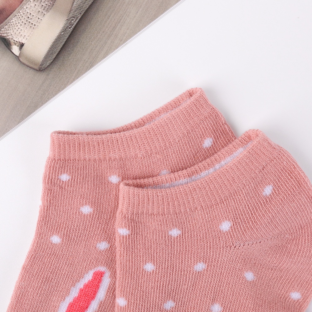 1 Đôi Tất Cổ Thuyền Siêu Mỏng Thoáng Khí In Hình Mèo Hoạt Hình Màu Sắc Ngẫu Nhiên Phong Cách Hàn Quốc