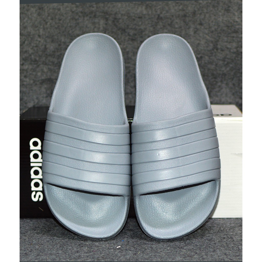 Dép Adilette Aqua màu xám sọc trơn