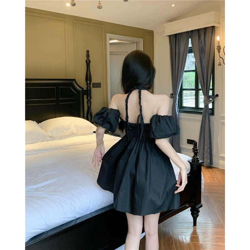 Đầm nữ dáng xòe dây cổ yếm mini Emilyshop