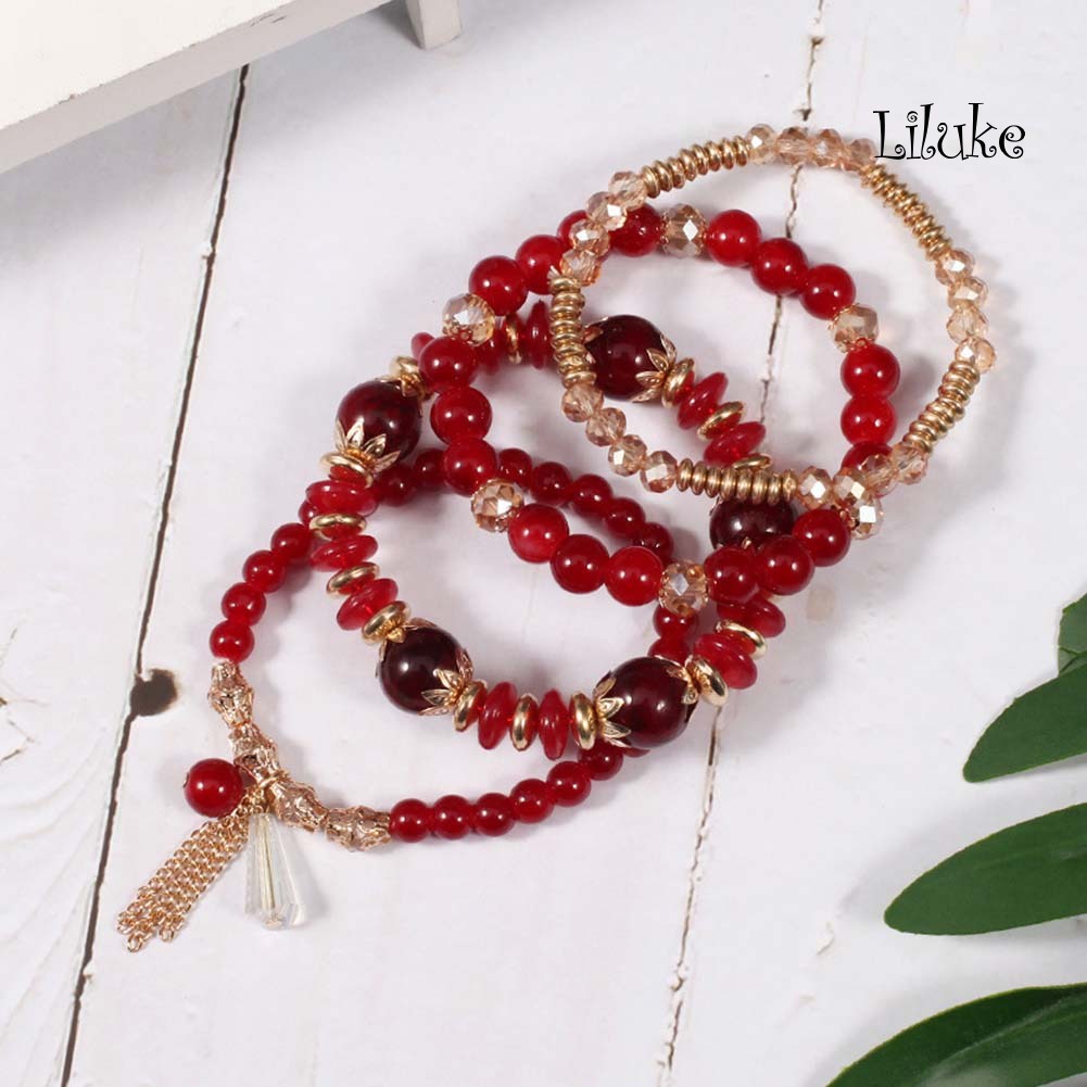 Bộ 4 Vòng Tay Hợp Kim Trang Trí Ngọc Trai Giả Xinh Xắn Cho Nữ