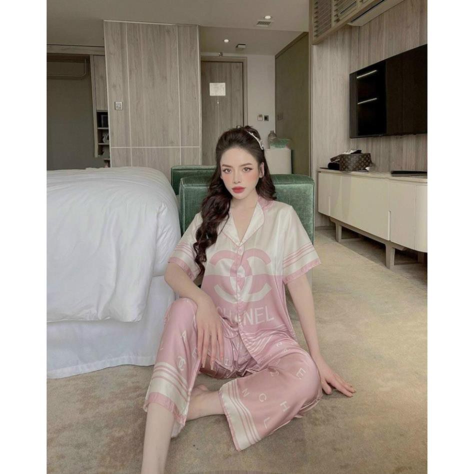 Pijama Lụa SATIN những mẫu hottren 2021 nhà SAM Tay ngắn quần dài Form dưới 60 kí  ྇ ྇ ༴