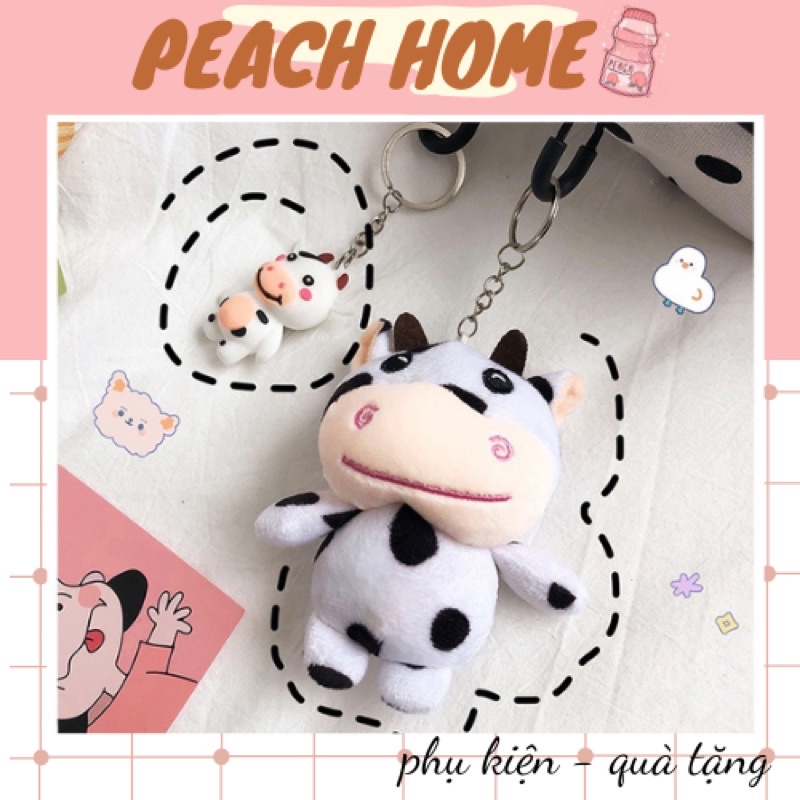 Móc Khoá Bò Sữa Chất Bông Mềm Mịn Xinh Xắn Hot Trend Móc Treo Chìa Khoá Balo Túi Xách Cute Hình Bò Sữa Vịt Thỏ