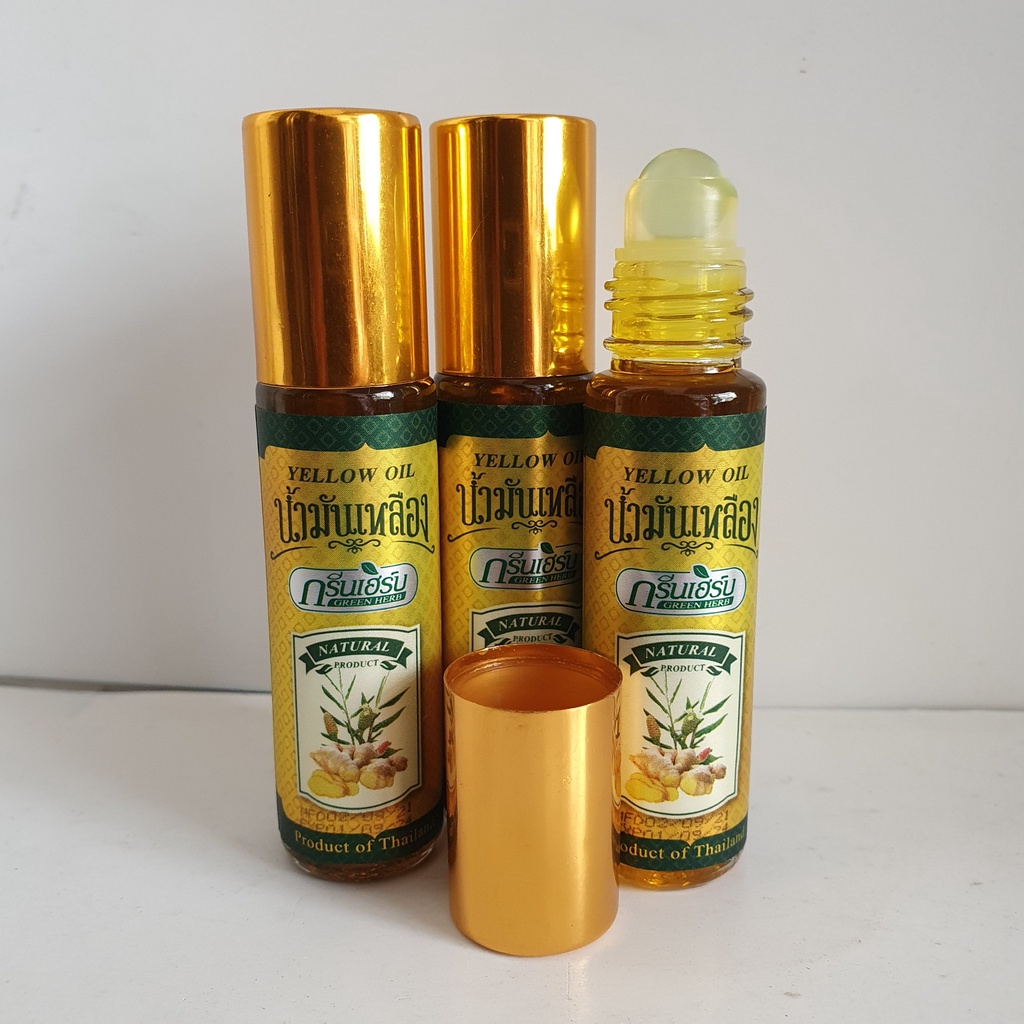 12 Dầu Nóng Yellow Oil Green Herb Thái Lan (Sâm - Nghệ Gừng - Sả)