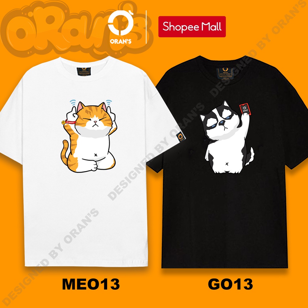 Áo thun đôi chó mèo Wifi ORANS áo đôi nam nữ tay lỡ Oversize chất COTTON 4C FULLBOX - Husky - ORAN'S Couple Tee 13