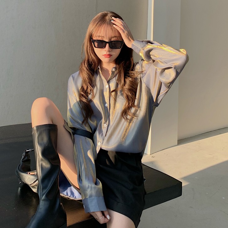 Áo Sơ Mi Tay Dài Dáng Rộng Thời Trang Mùa Thu Cho Nữ