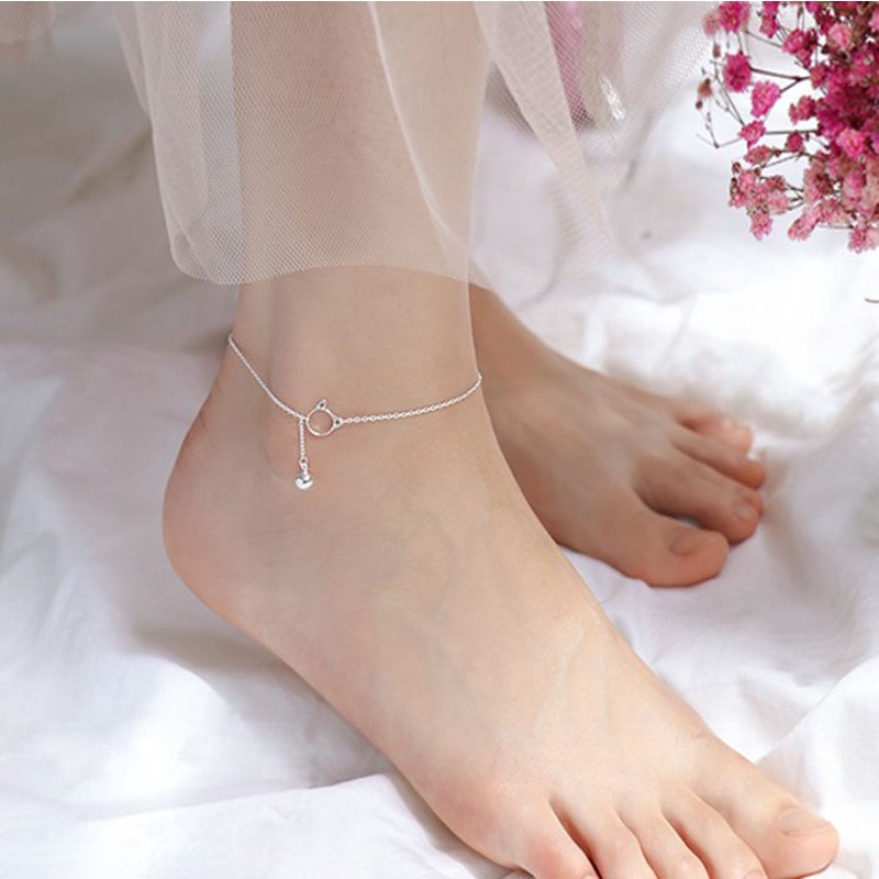 Lắc Chân Bằng Thép Không Gỉ Hình Mèo Thời Trang Cho Nữ