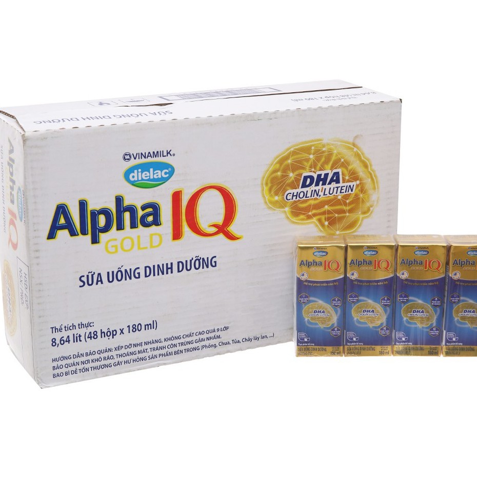 Thùng sữa bột pha sẵn Dielac Alpha Gold 180ml (48 hộp)