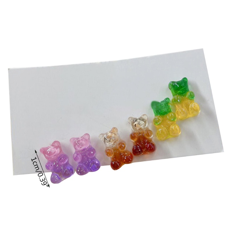 Set 6 Khuyên Tai Hình Gấu Gummy Hoạt Hình Nhiều Màu Sắc