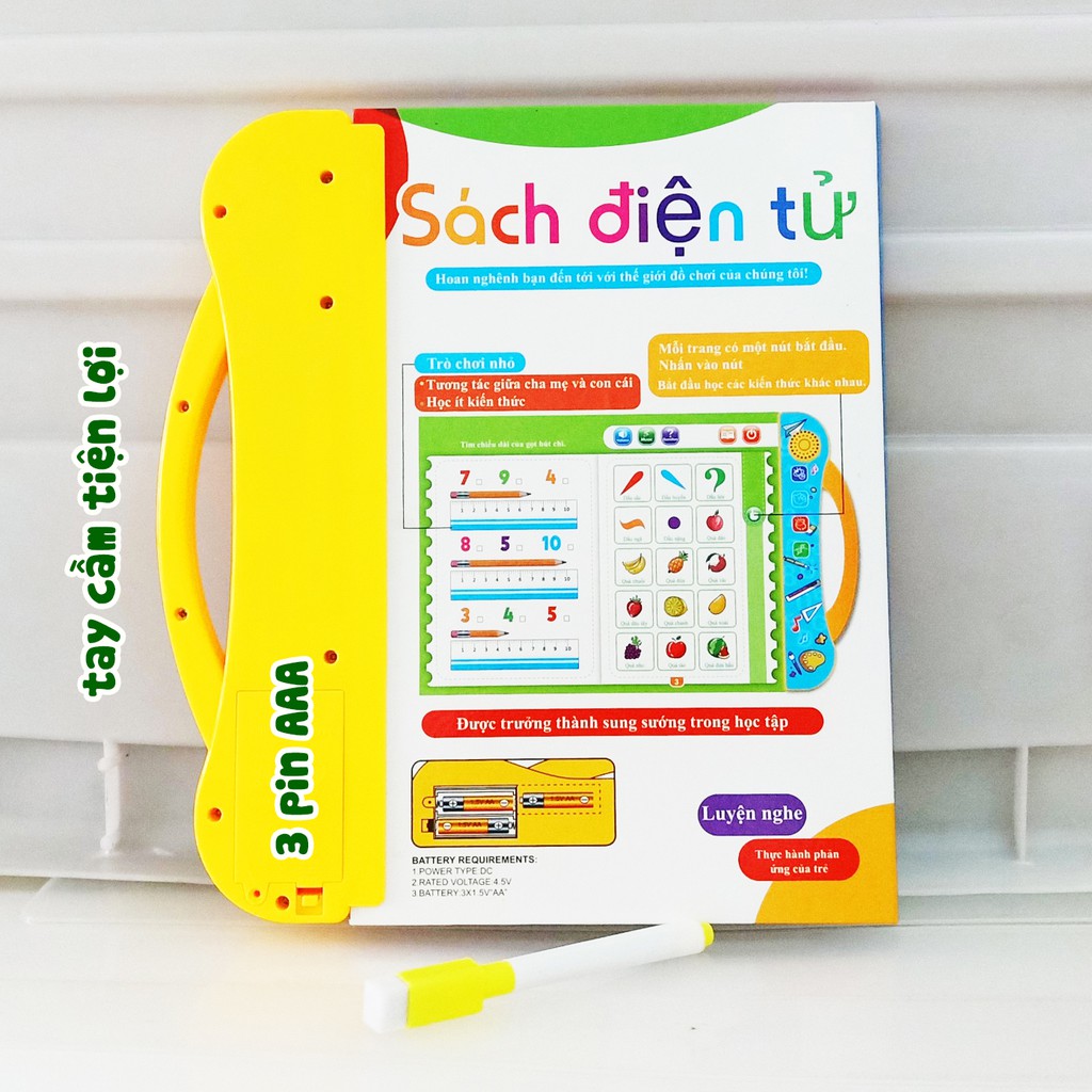 Sách điện tử quý song ngữ anh việt cho trẻ em tặng bút kèm pin bảo hành