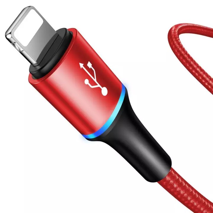 Cáp sạc Baseus Halo Data USB to Lightning dành cho iPhone/iPad (2.4A Fast Charge , LED Light indicator) dài 1m