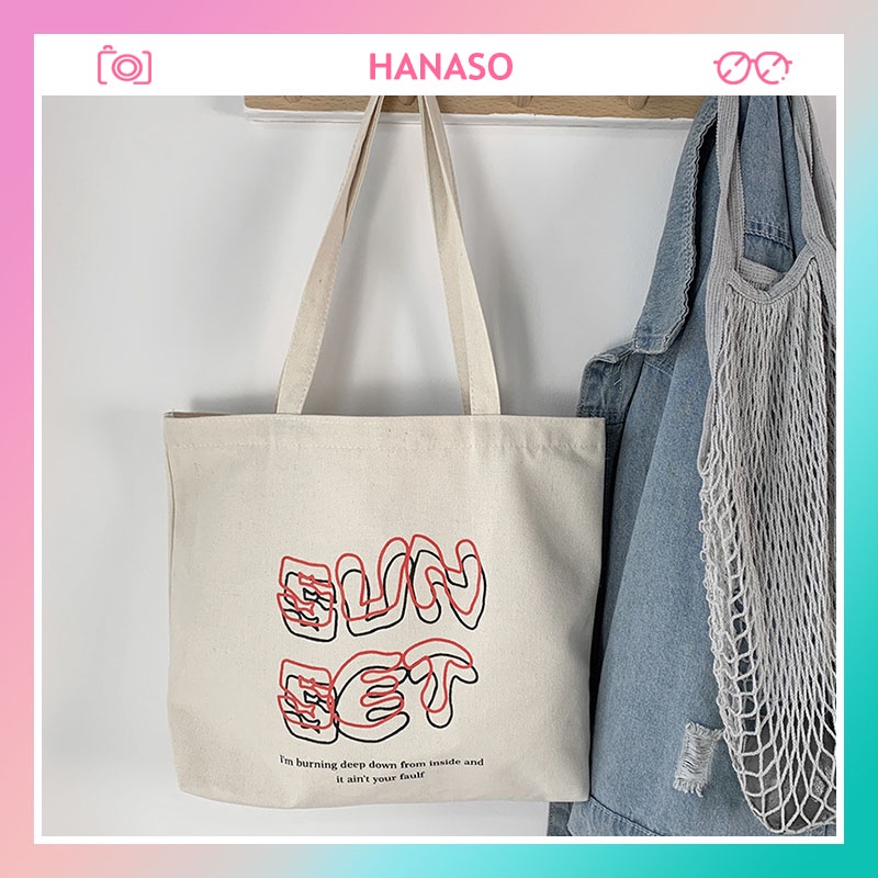 Túi vải tote canvas phong cách uzzang họa tiết chữ SUN SET T1001