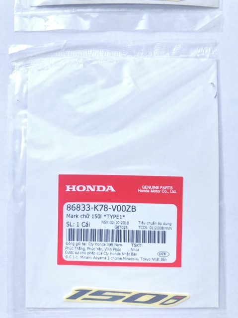 Tem 150i Chính Hãng Honda Cho SH 2017-2018-2019