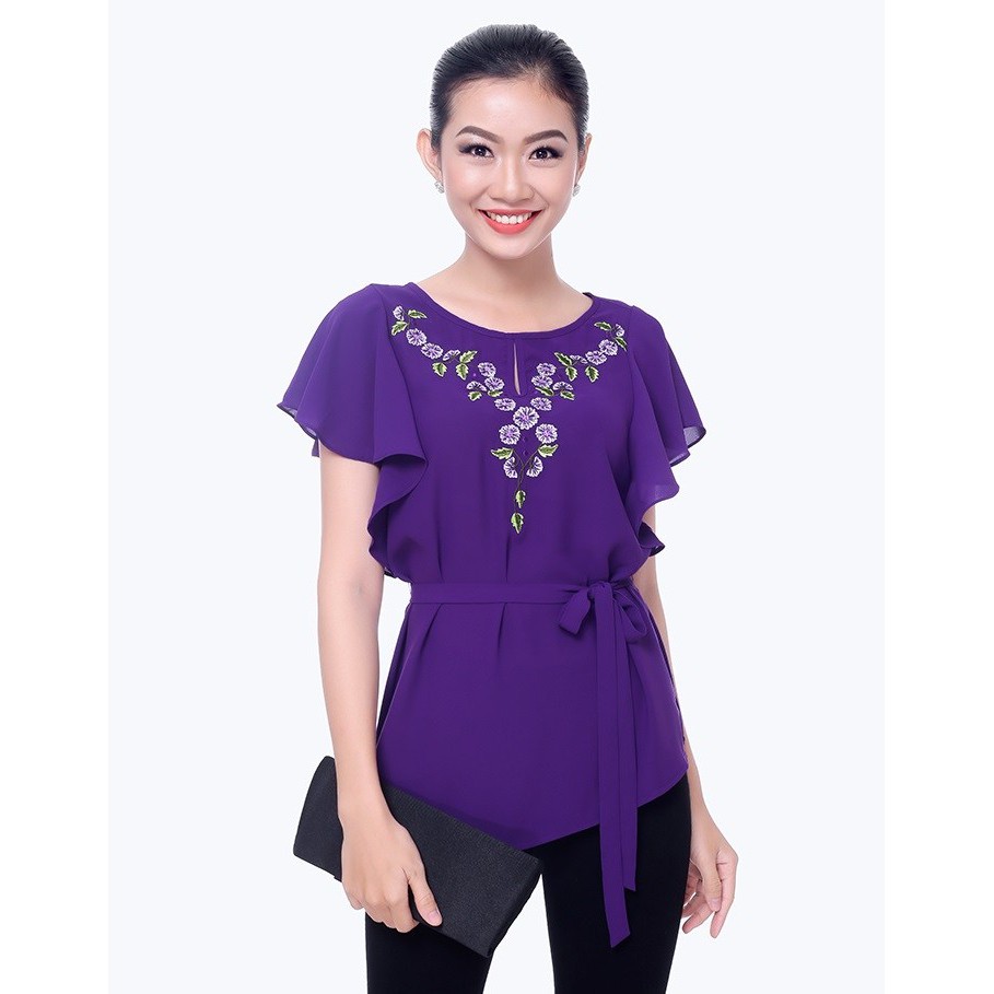 Áo kiểu trung niên Thêu Cổ Giọt Nước-664-TK An Thủy